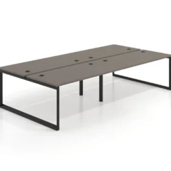 Mesa oficina multipuesto bench Delta doble, fondo 166cm estructura negra