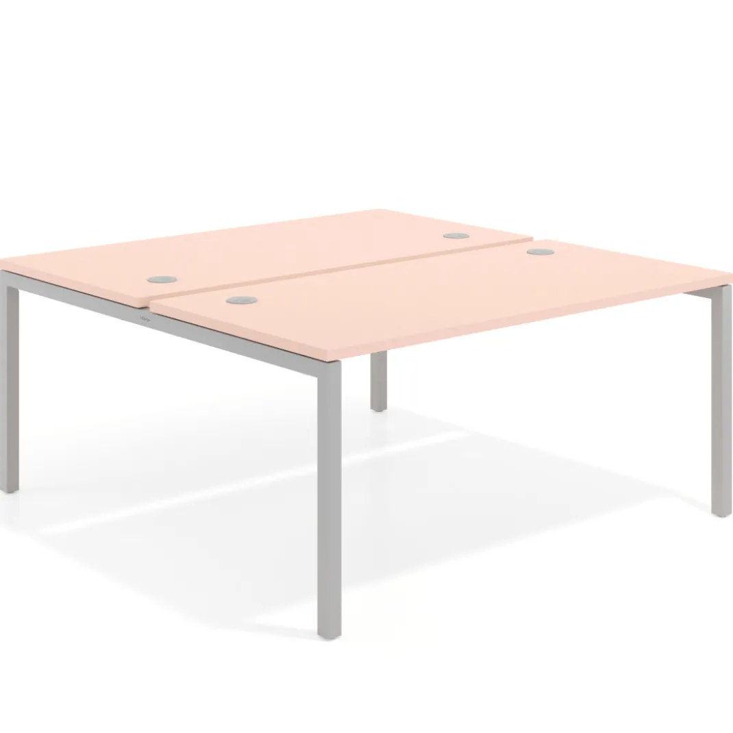 Mesa oficina multipuesto bench Kube fondo 166 cm estructura aluminio