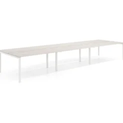 Mesa oficina multipuesto bench triple Kube, fondo 142cm, estructura blanco