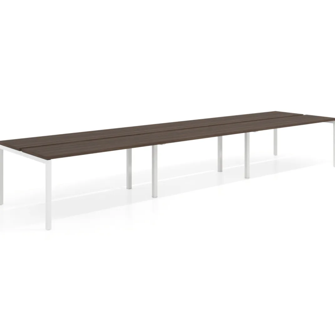 Mesa oficina multipuesto bench triple Kube, fondo 126 cm, estructura blanco