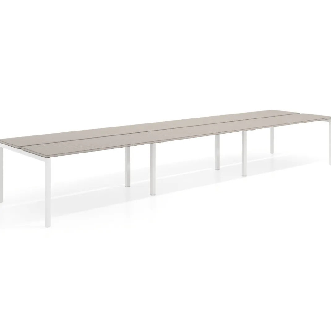Mesa oficina multipuesto bench triple Kube, fondo 126 cm, estructura blanco