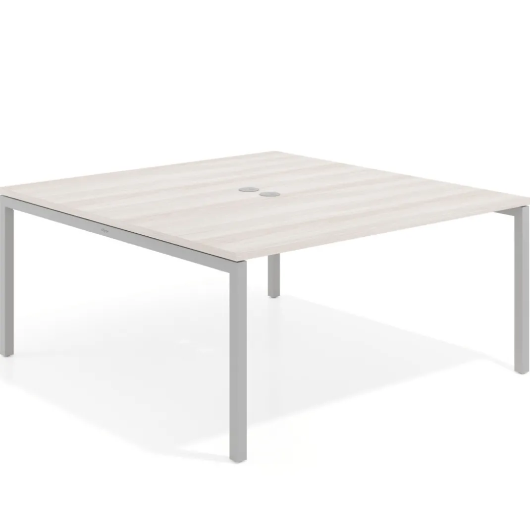 Mesa para coworking encimera continua fondo 166 cm estructura aluminio