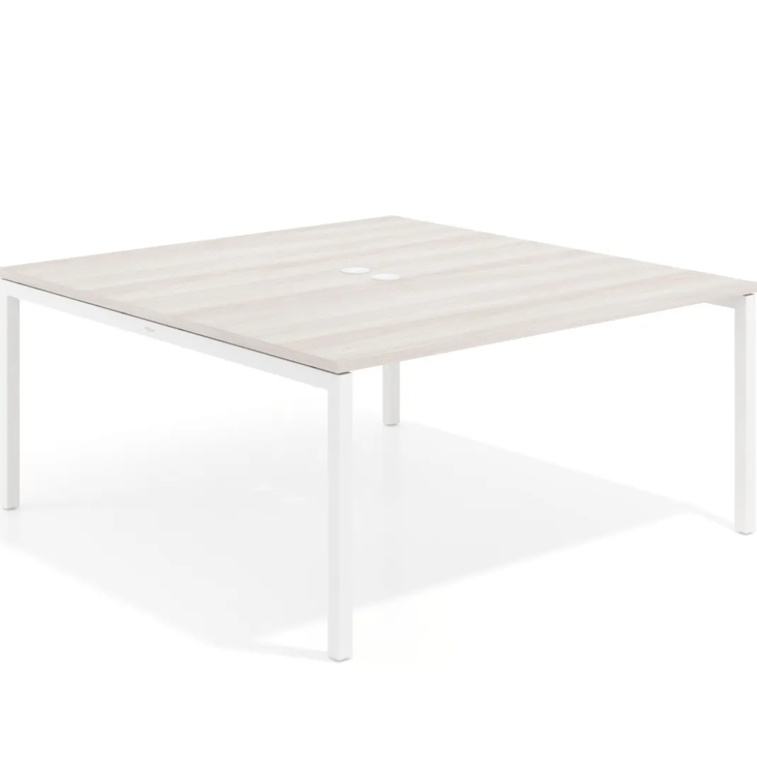 Mesa para coworking encimera continua fondo 166 cm estructura blanco
