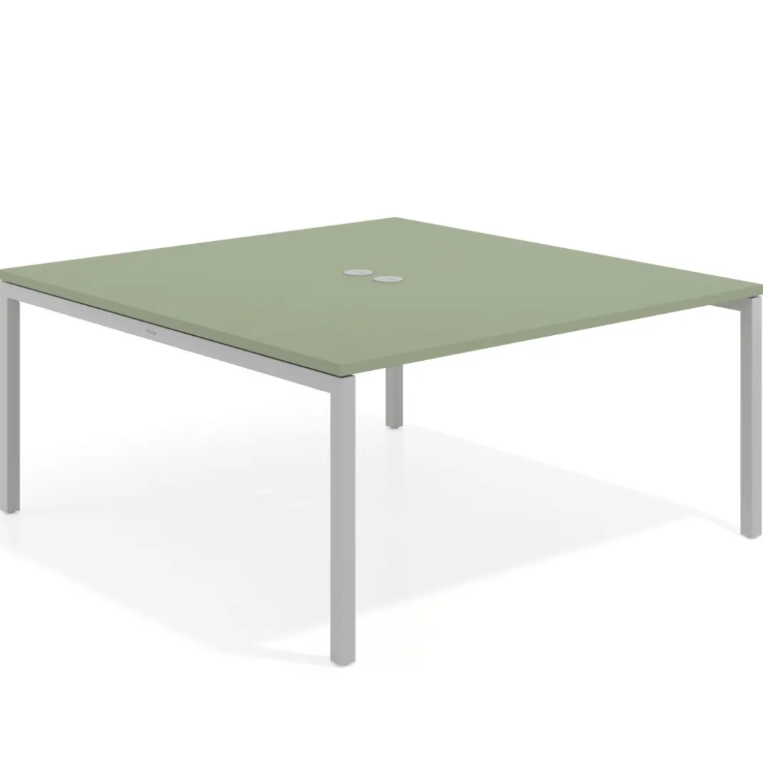 Mesa para coworking encimera continua fondo 166 cm estructura aluminio