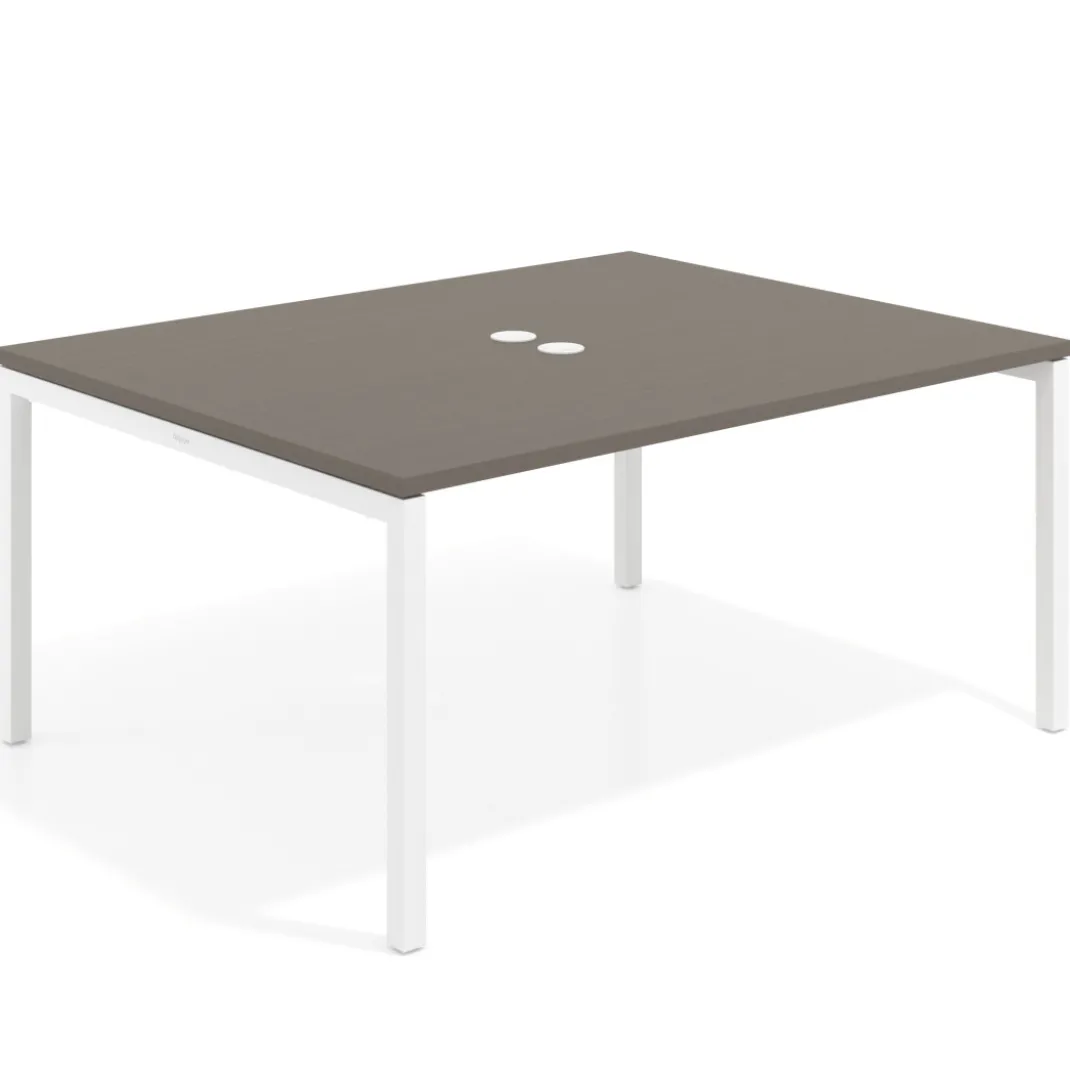 Mesa para coworking encimera continua fondo 126 cm estructura blanca