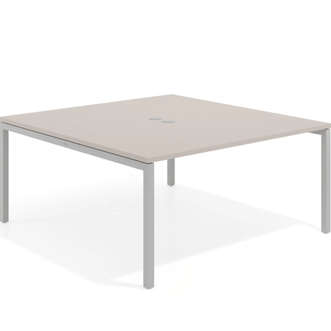 Mesa para coworking encimera continua fondo 166 cm estructura aluminio