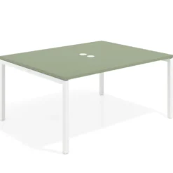 Mesa para coworking encimera continua fondo 126 cm estructura blanca