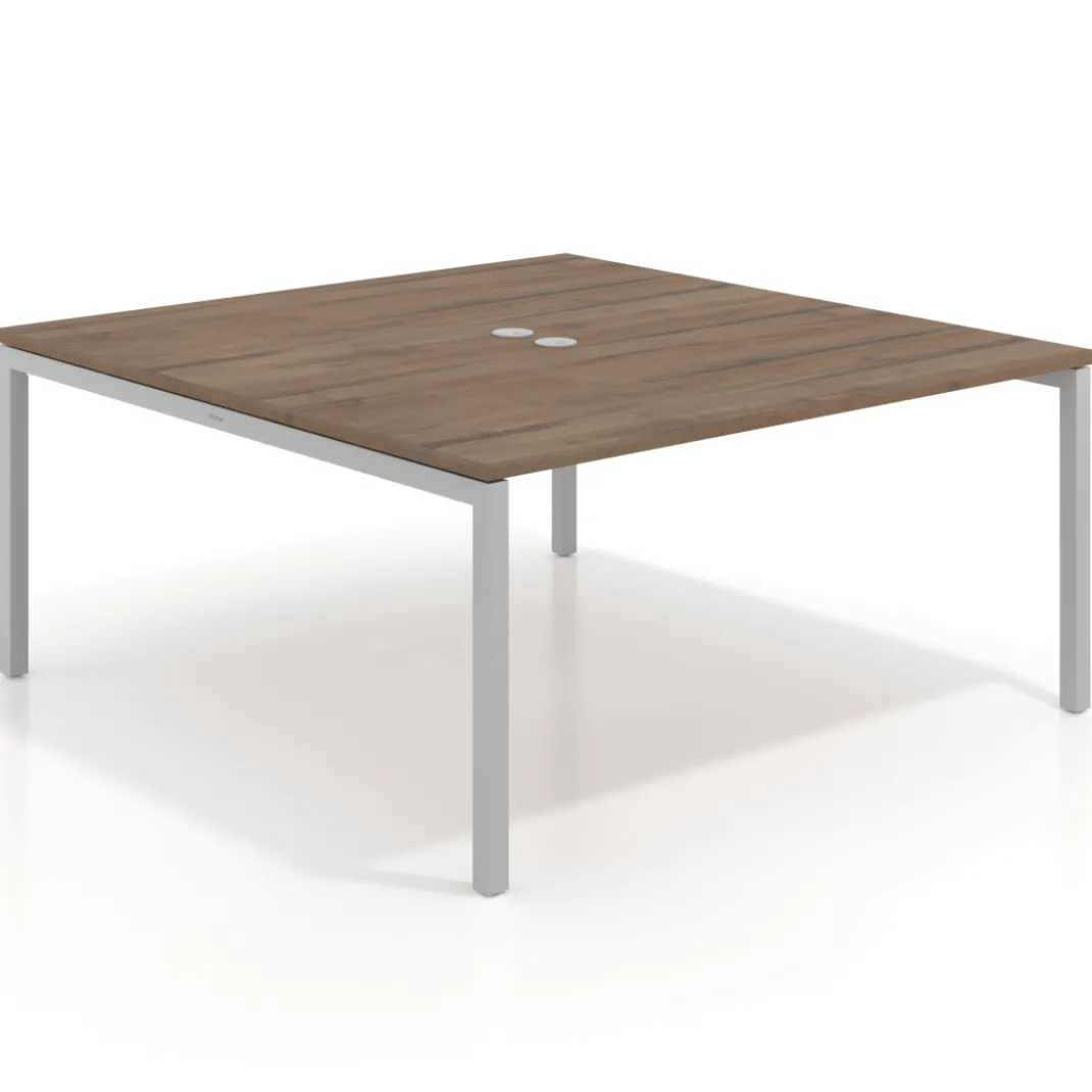 Mesa para coworking encimera continua fondo 166 cm estructura aluminio