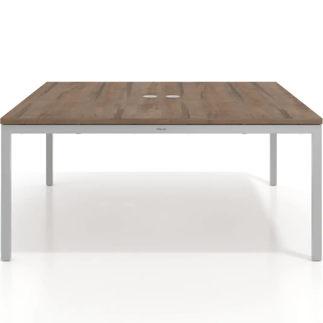 Mesa para coworking encimera continua fondo 166 cm estructura aluminio