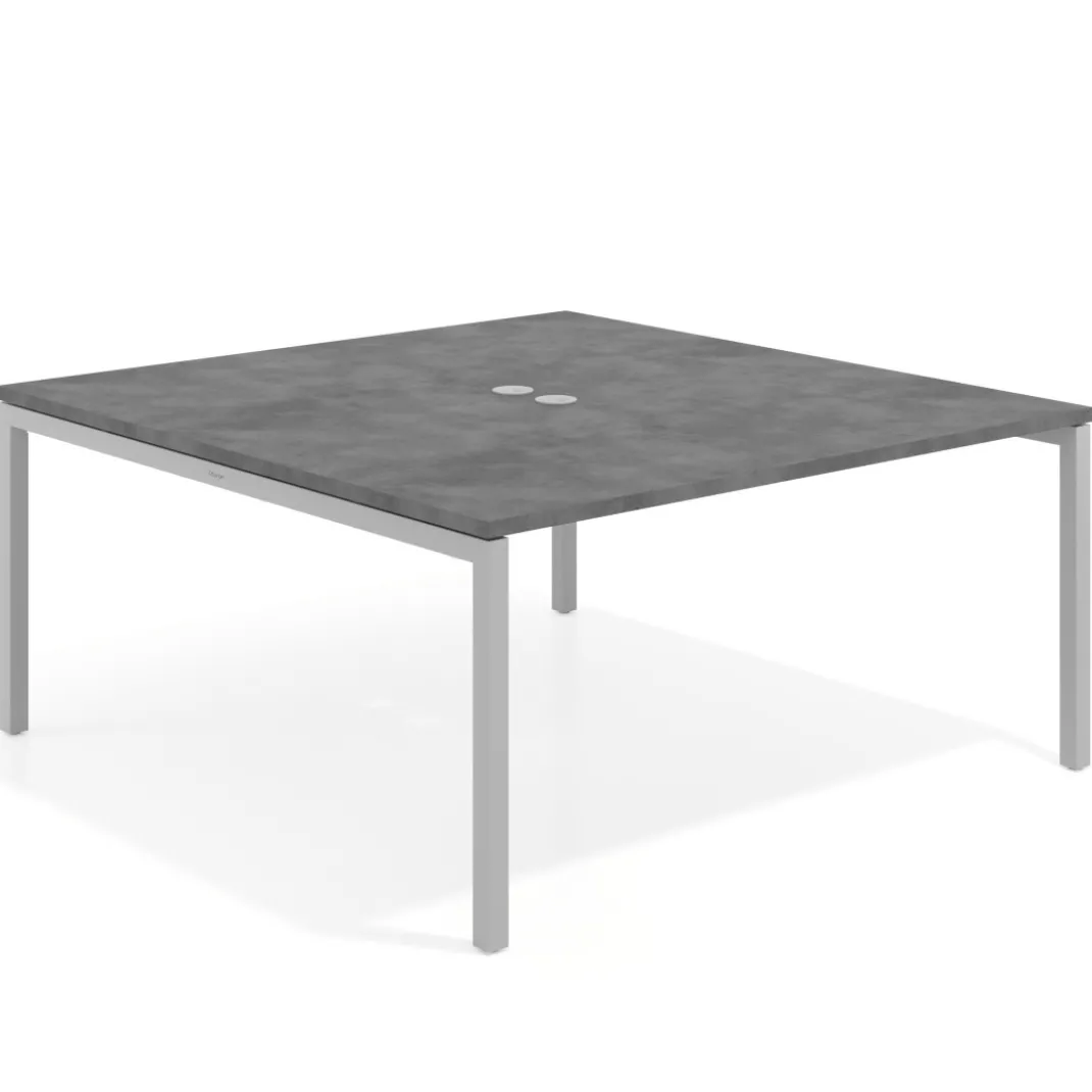 Mesa para coworking encimera continua fondo 166 cm estructura aluminio