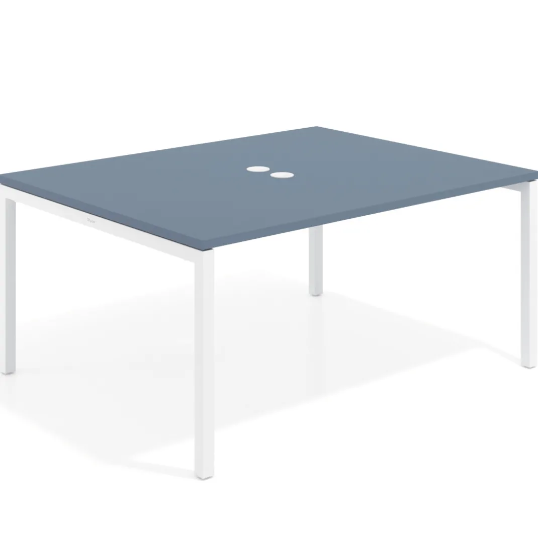 Mesa para coworking encimera continua fondo 126 cm estructura blanca
