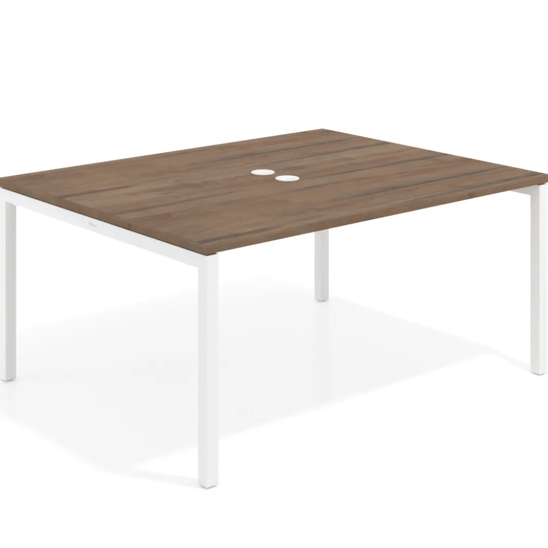 Mesa para coworking encimera continua fondo 126 cm estructura blanca