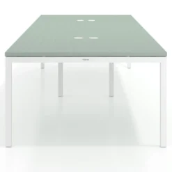 Mesa para coworking encimera continua doble Kube, fondo 126 cm, estructura blanca