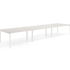 Mesa para coworking encimera continua triple Kube, fondo 126 cm, estructura blanca