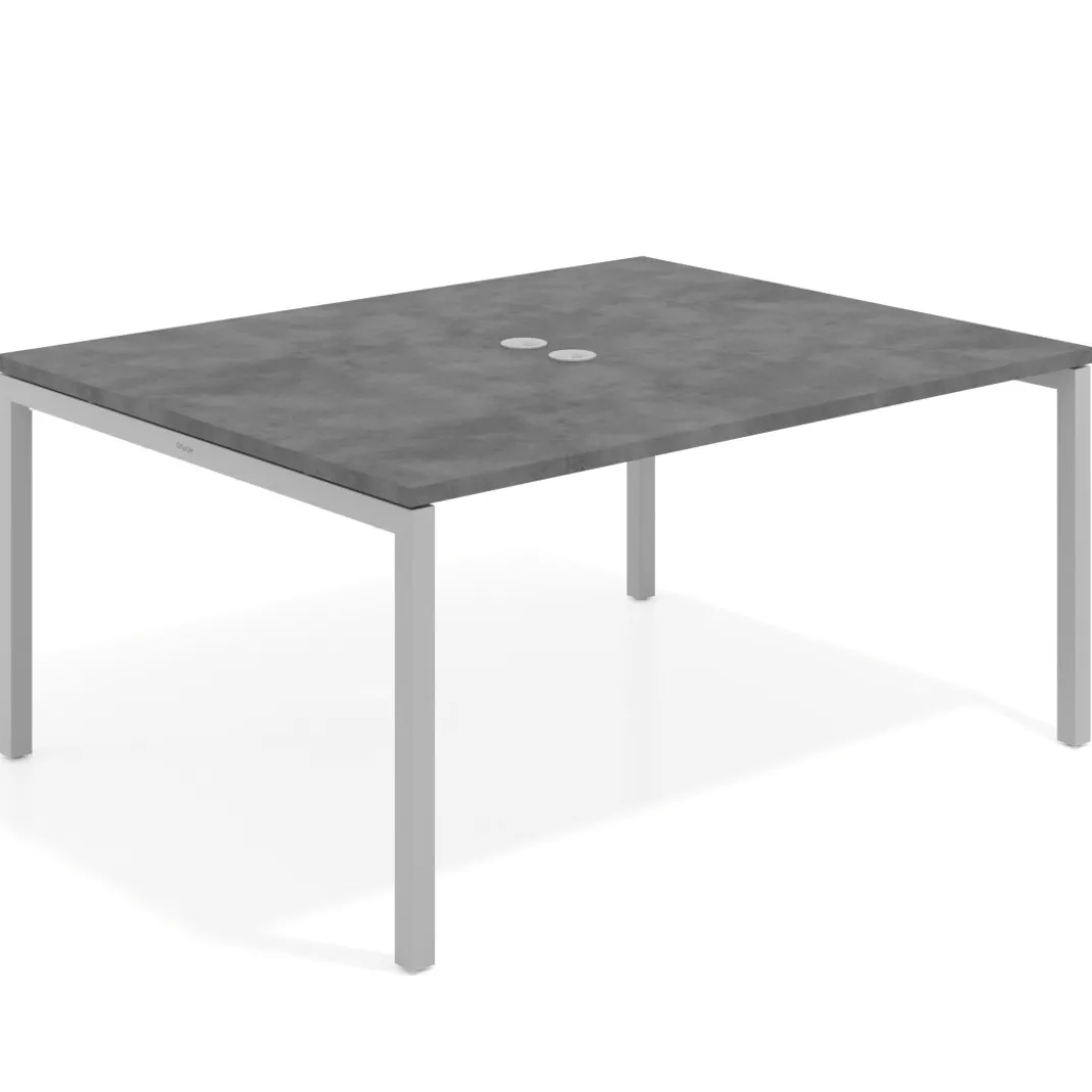 Mesa para coworking encimera continua fondo 126 cm estructura aluminio