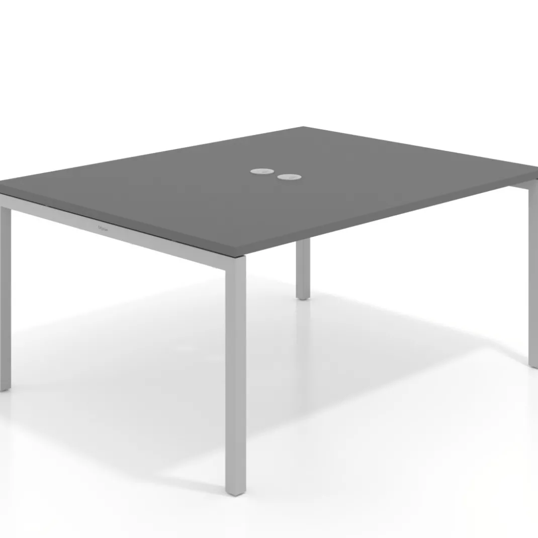 Mesa para coworking encimera continua fondo 126 cm estructura aluminio
