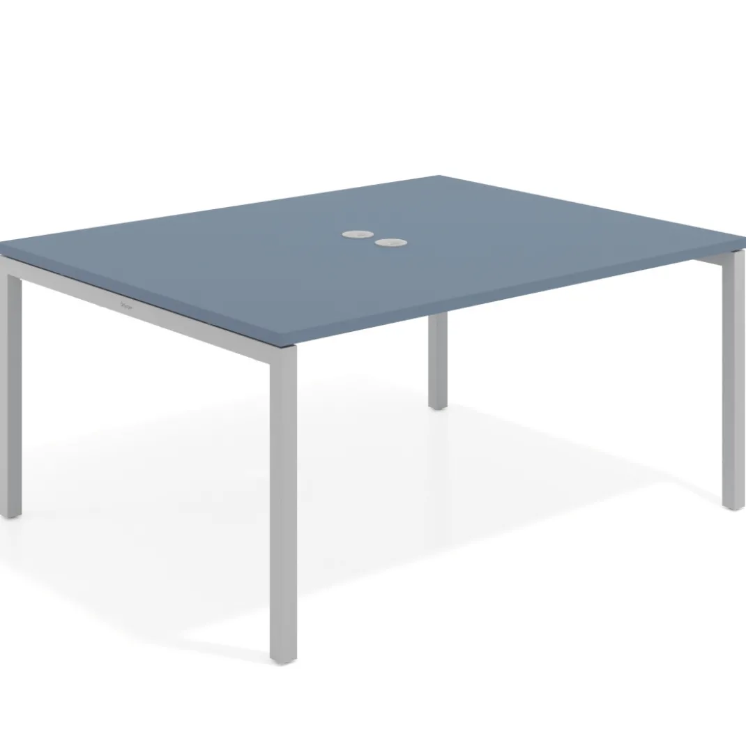 Mesa para coworking encimera continua fondo 126 cm estructura aluminio