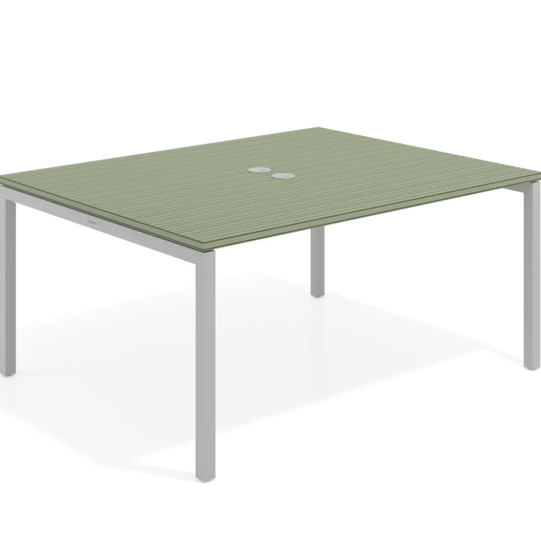 Mesa para coworking encimera continua fondo 126 cm estructura aluminio