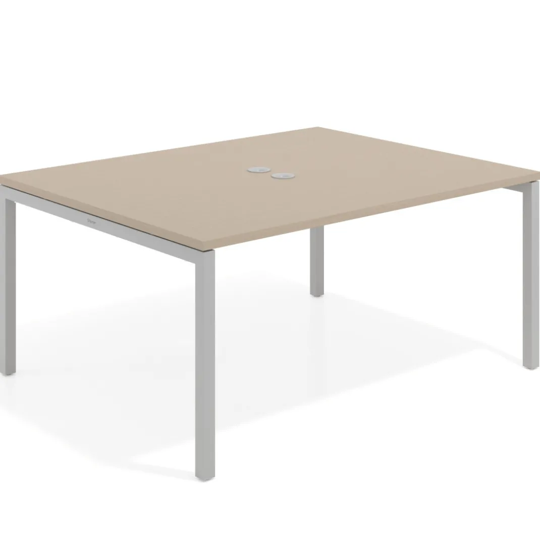 Mesa para coworking encimera continua fondo 126 cm estructura aluminio