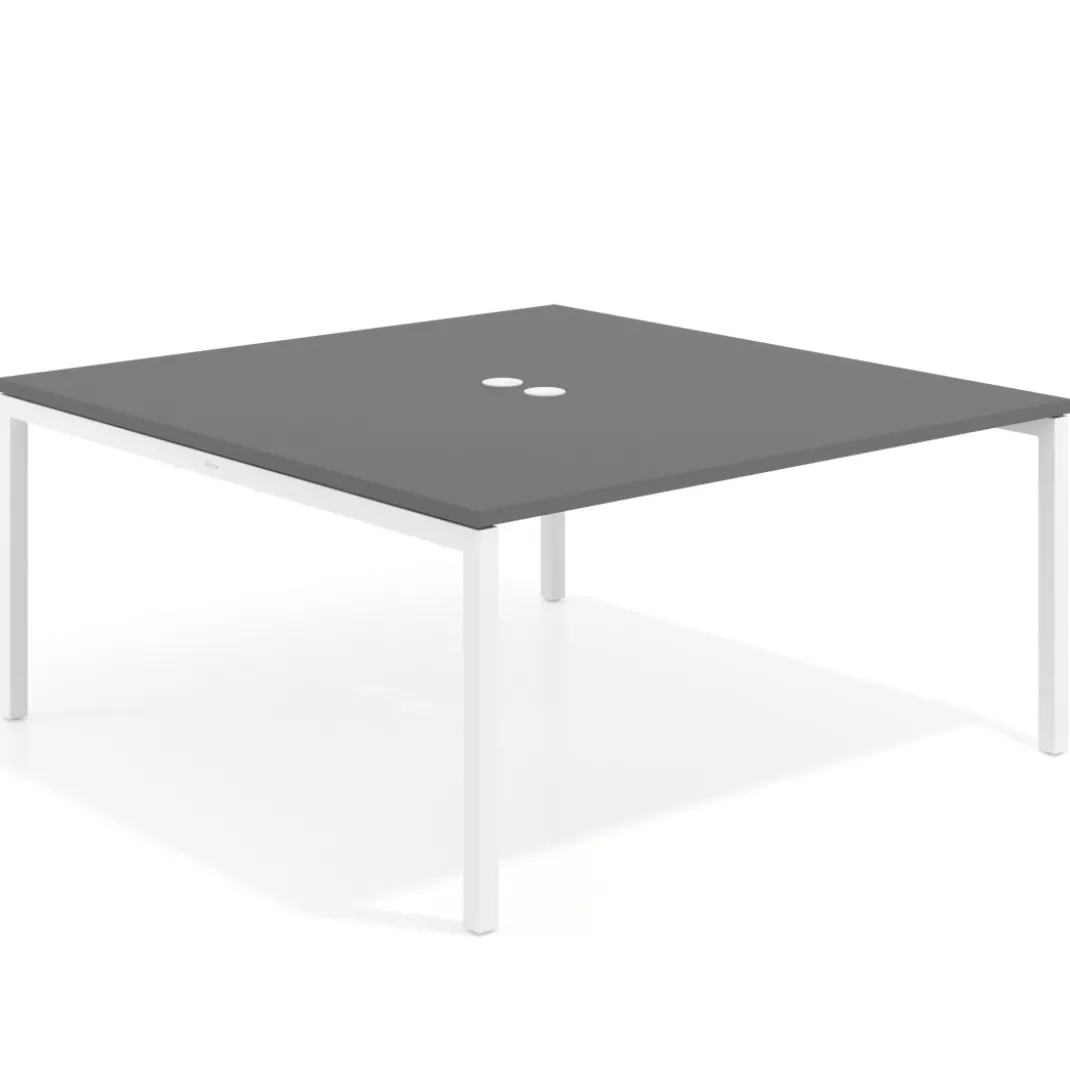 Mesa para coworking encimera continua fondo 166 cm estructura blanco