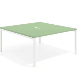 Mesa para coworking encimera continua fondo 166 cm estructura blanco