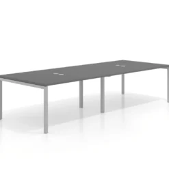 Mesa para coworking encimera continua doble Kube, fondo 126 cm, estructura aluminio