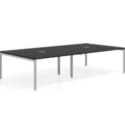 Mesa para coworking Kube doble, encimera continua fondo 166 cm, estructura aluminio