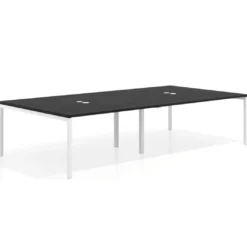 Mesa para coworking Kube doble, encimera continua fondo 166 cm, estructura blanca