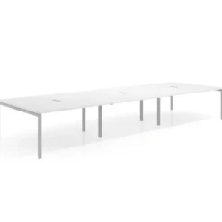 Mesa para coworking Kube triple, encimera continua fondo 166 cm, estructura aluminio