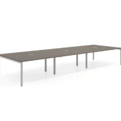 Mesa para coworking Kube triple, encimera continua fondo 166 cm, estructura aluminio