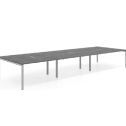 Mesa para coworking Kube triple, encimera continua fondo 166 cm, estructura aluminio