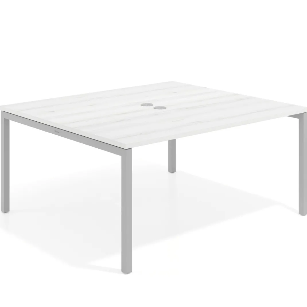 Mesa para reunión o trabajo, encimera continua fondo 142 cm estructura aluminio