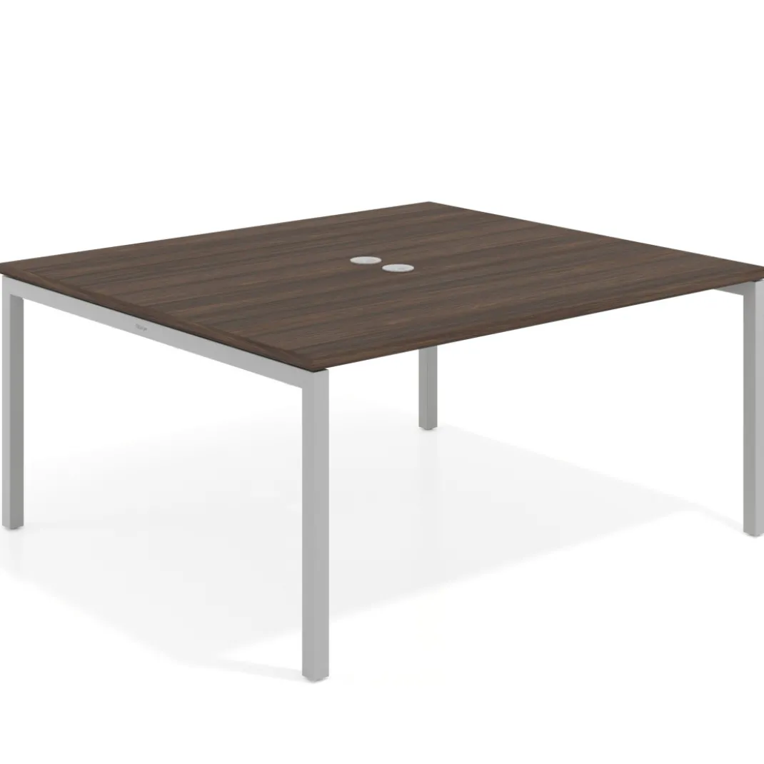 Mesa para reunión o trabajo, encimera continua fondo 142 cm estructura aluminio