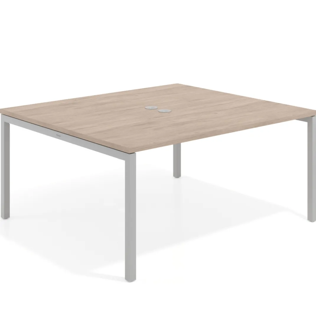 Mesa para reunión o trabajo, encimera continua fondo 142 cm estructura aluminio