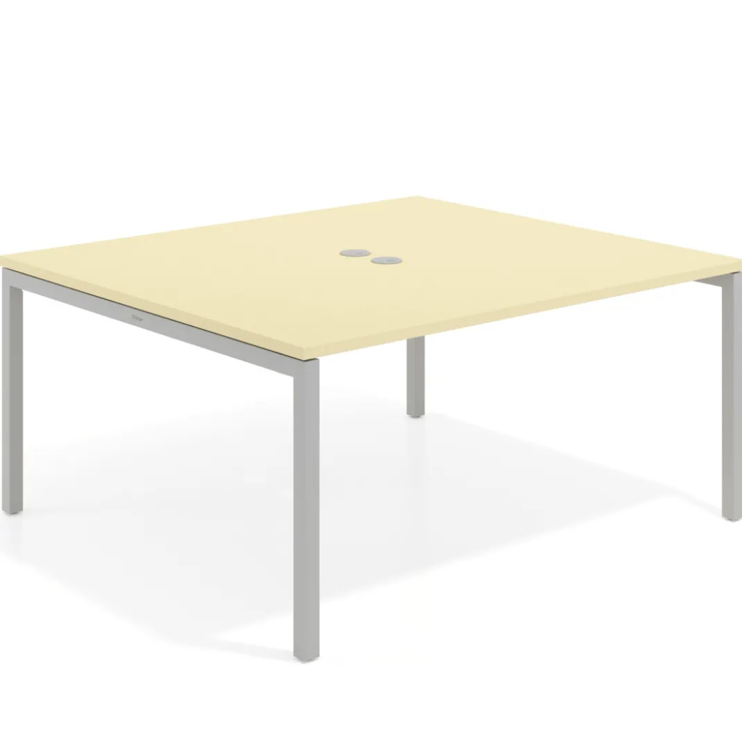 Mesa para reunión o trabajo, encimera continua fondo 142 cm estructura aluminio