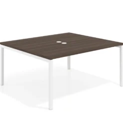 Mesa para reunión o trabajo, encimera continua fondo 142 cm estructura blanco
