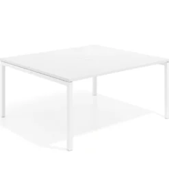 Mesa para reunión o trabajo, encimera continua fondo 142 cm estructura blanco