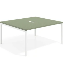 Mesa para reunión o trabajo, encimera continua fondo 142 cm estructura blanco