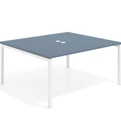 Mesa para reunión o trabajo, encimera continua fondo 142 cm estructura blanco