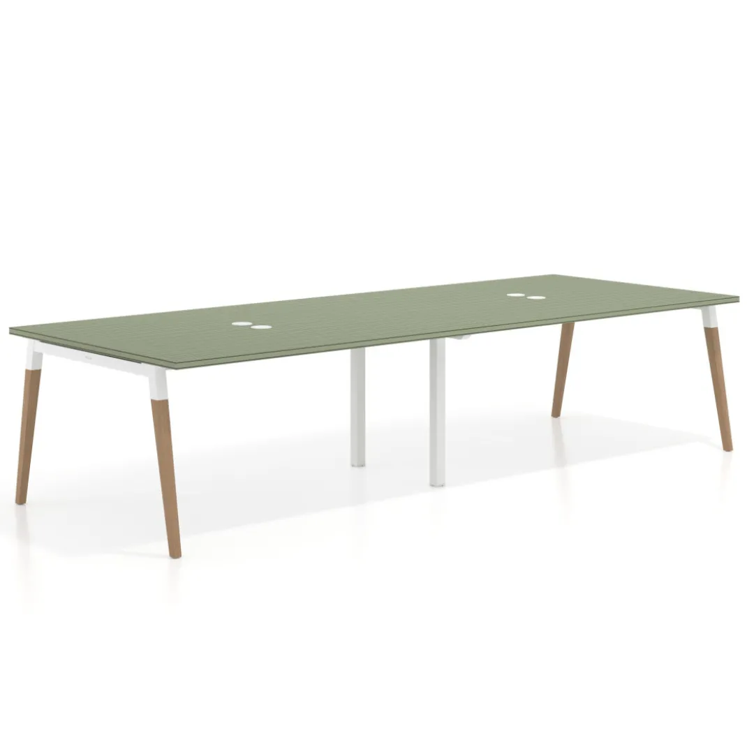 Mesa para reuniones Arki doble con fondo 126 cm, coworking, sobre recto