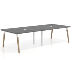 Mesa para reuniones Arki doble con fondo 126 cm, coworking, sobre curvo