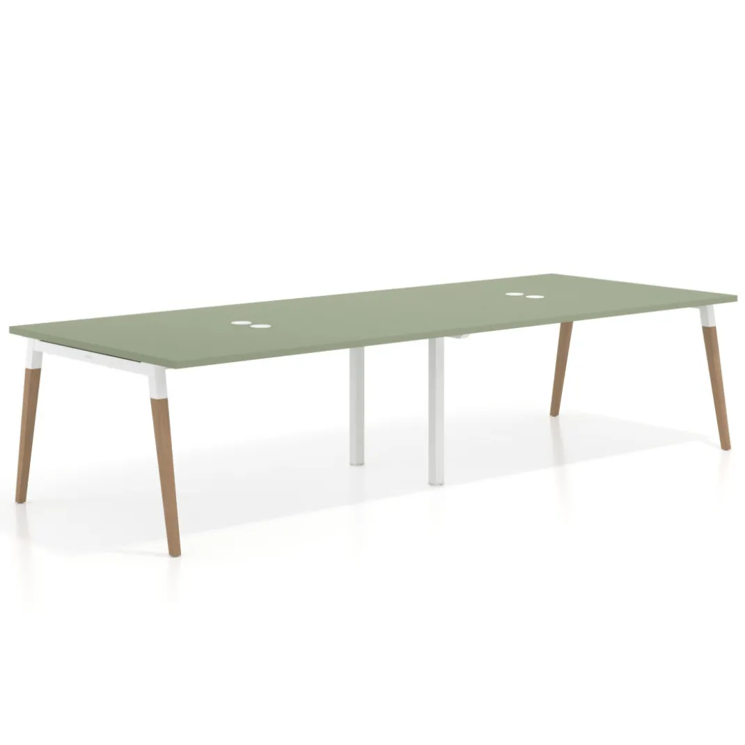 Mesa para reuniones Arki doble con fondo 126 cm, coworking, sobre recto