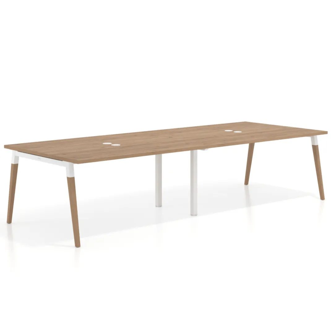 Mesa para reuniones Arki doble con fondo 126 cm, coworking, sobre recto