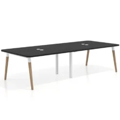 Mesa para reuniones Arki doble con fondo 126 cm, coworking, sobre curvo