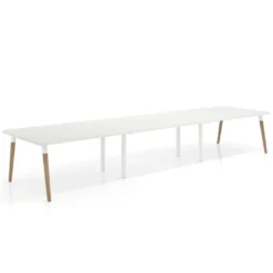 Mesa para reuniones Arki triple con fondo 126 cm, coworking, sobre curvo