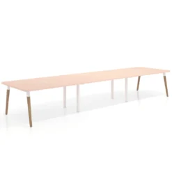 Mesa para reuniones Arki triple con fondo 126 cm, coworking, sobre curvo