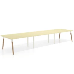 Mesa para reuniones Arki triple con fondo 126 cm, coworking, sobre curvo