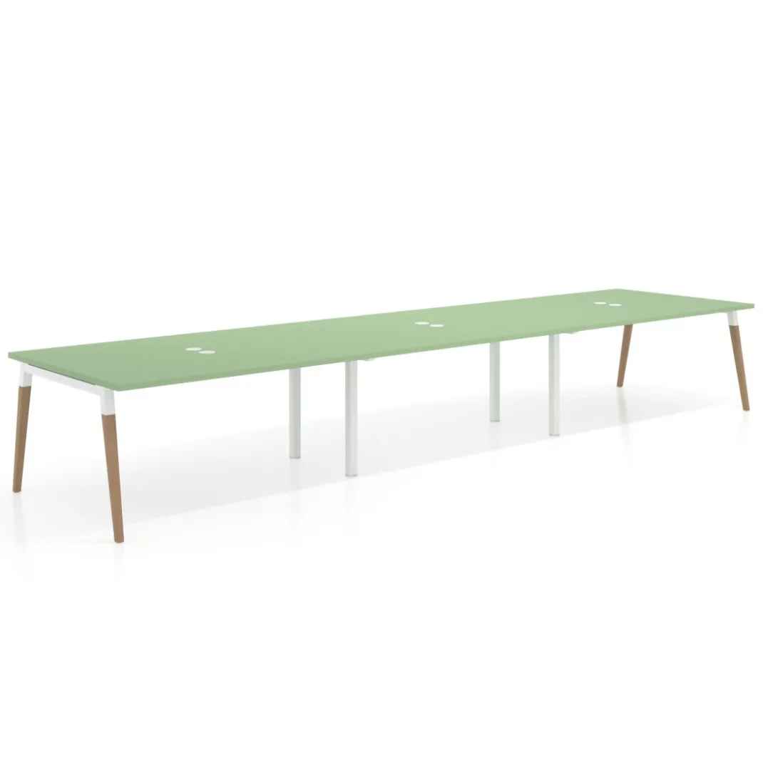 Mesa para reuniones Arki triple con fondo 126 cm, coworking, sobre recto