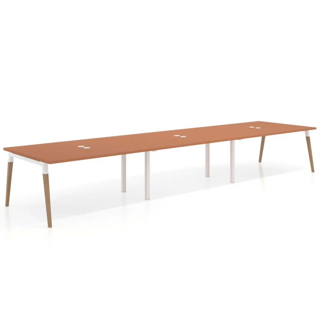 Mesa para reuniones Arki triple con fondo 126 cm, coworking, sobre recto