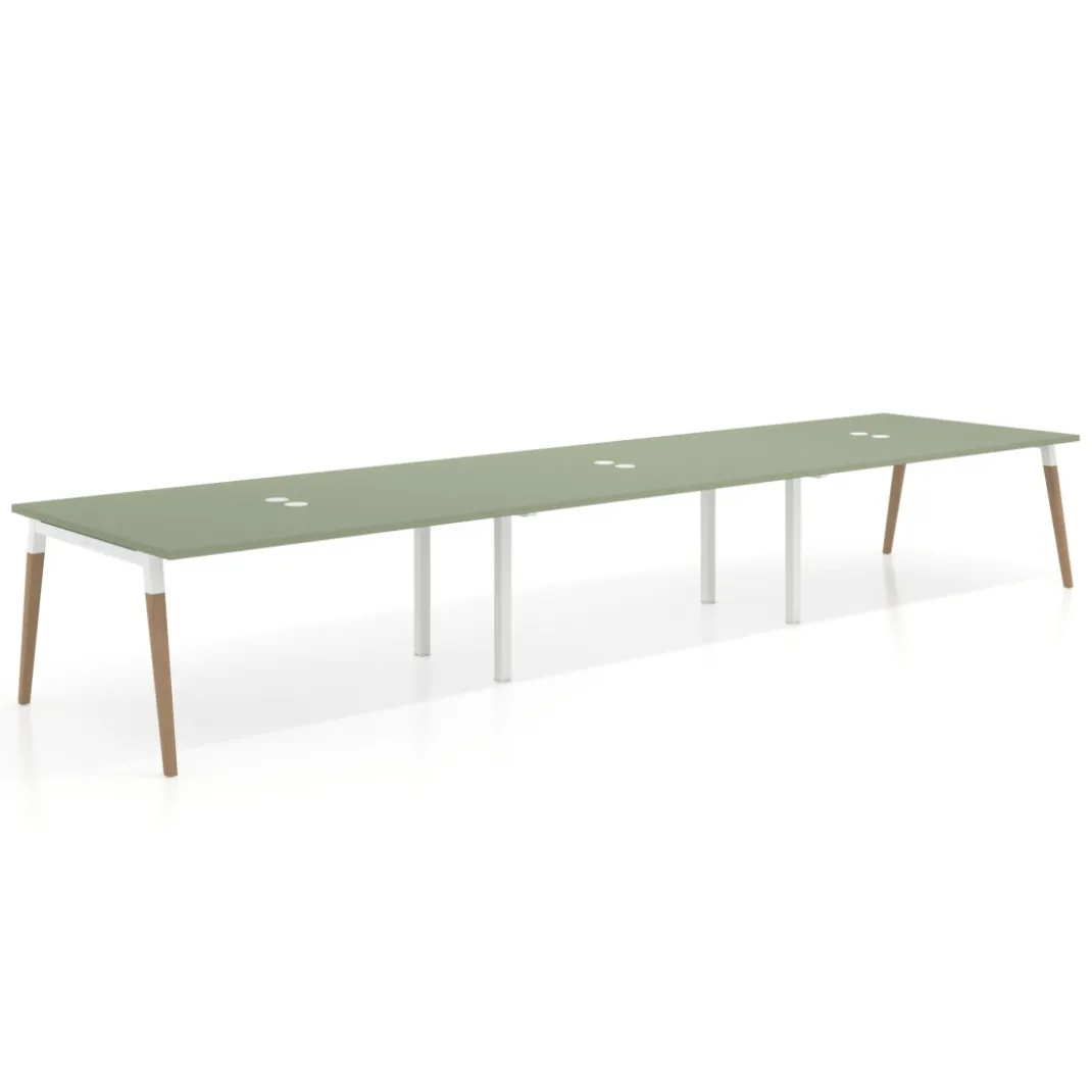 Mesa para reuniones Arki triple con fondo 126 cm, coworking, sobre recto